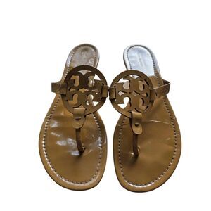 Tory Burch Sandals Miller Patent Leather Tan Size 10